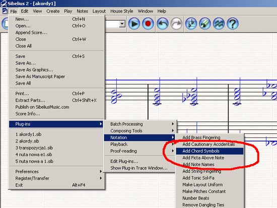 Wybierz "Add Chord Symbols"